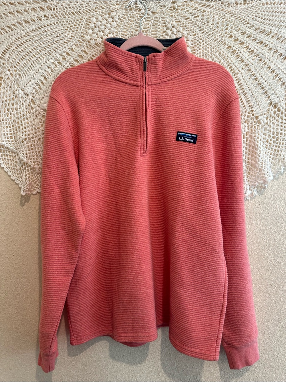L.L.Bean — Coral Quarter-Zip Pullover